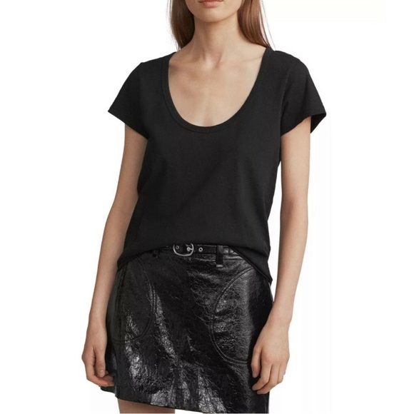 rag & bone Tops - RAG & BONE U Neck Slub Black Pima Cotton Tee Size M